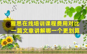 雅思在线培训课程费用对比 一篇文章讲解哪一个更划算